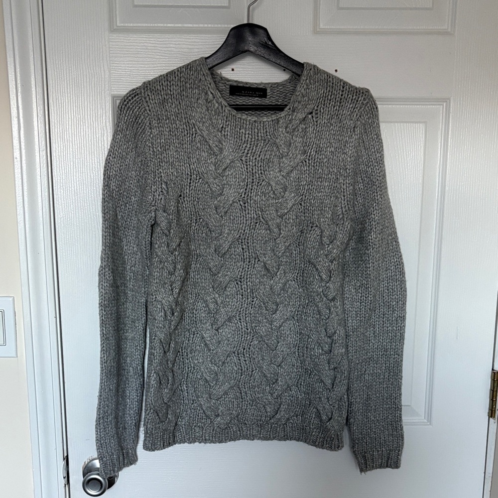 Gray Cable Knit Sweater